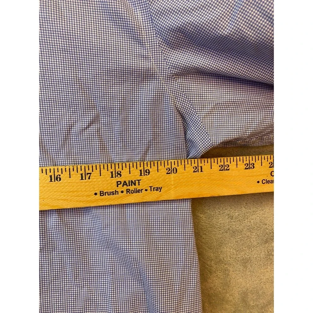 Lauren Ralph Lauren Mens Blue Gingham Slim Fit Non Iron Dress Shirt 16.5 34/35